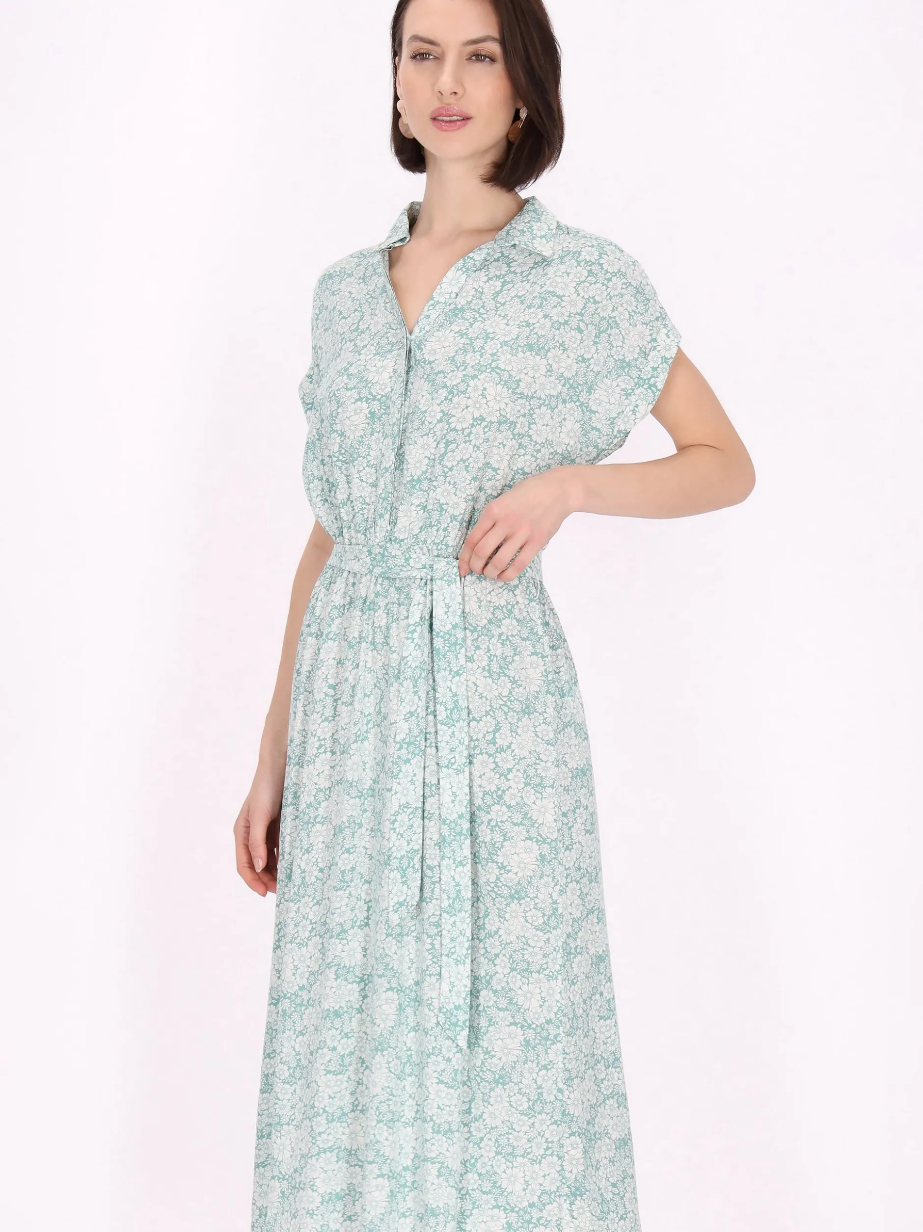 Usha Damen Kleid in türkis - Länge: mittel