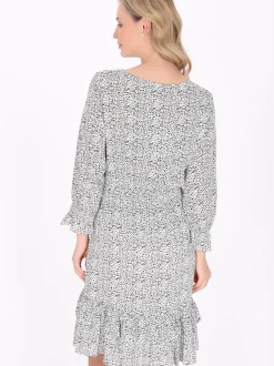 Usha Damen Kleid in weiß - Ausschnitt: Rundhals
