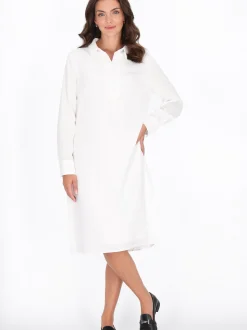 Usha Damen Kleid in weiß - Länge: mittel