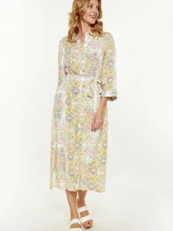 Usha Damen Kleid in weiß - Länge: mittel