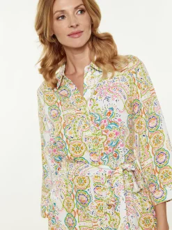 Usha Damen Kleid in weiß - Länge: mittel