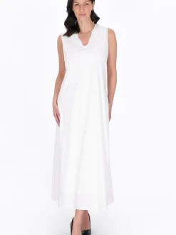 Usha Damen Kleid in weiß - Länge: mittel