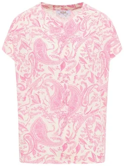 Usha Damen kurzarmbluse in pink - Ausschnitt: Rundhals