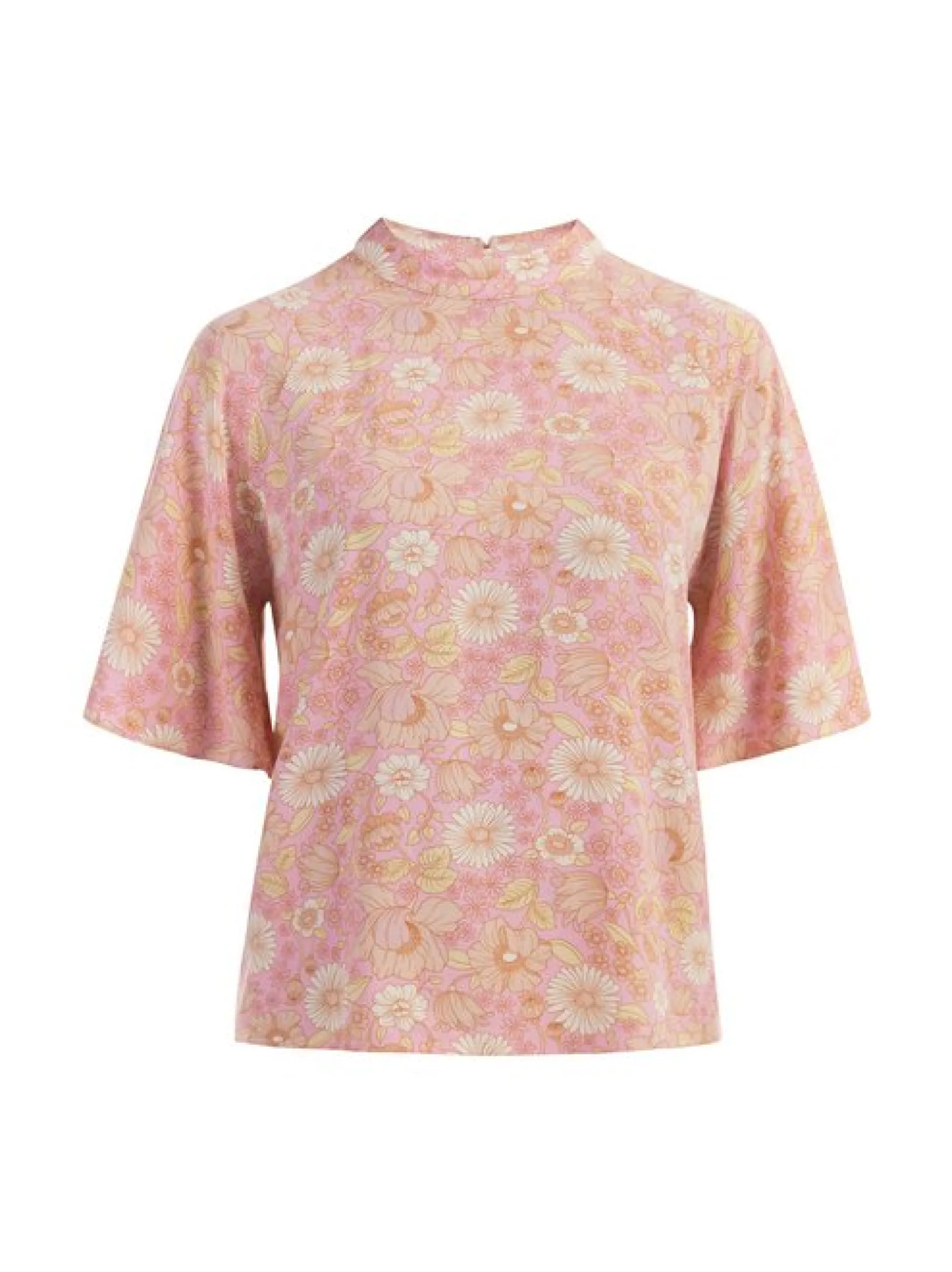 Usha Damen kurzarmbluse in rosa - Ausschnitt: Envelope