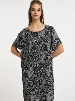 Usha Damen Kurzarmkleid in schwarz - Länge: mittel