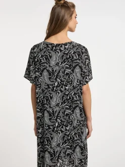 Usha Damen Kurzarmkleid in schwarz - Länge: mittel