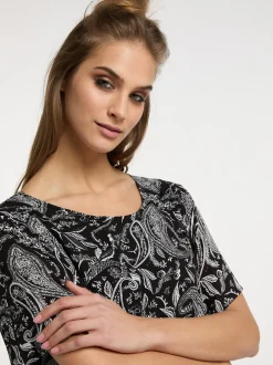 Usha Damen Kurzarmkleid in schwarz - Länge: mittel