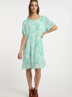 Usha Damen Kurzarmkleid in türkis - Ausschnitt: Rundhals