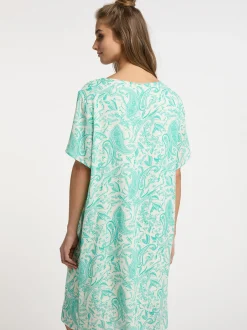 Usha Damen Kurzarmkleid in türkis - Ausschnitt: Rundhals