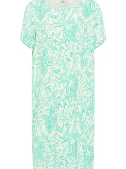 Usha Damen Kurzarmkleid in türkis - Ausschnitt: Rundhals