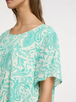 Usha Damen Kurzarmkleid in türkis - Ausschnitt: Rundhals