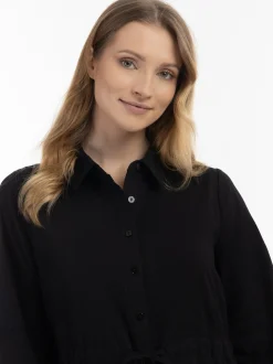 Usha Damen Maxikleid aus Baumwolle in schwarz