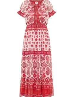 Usha Damen Maxikleid mit Allover-Print in mehrfarbig