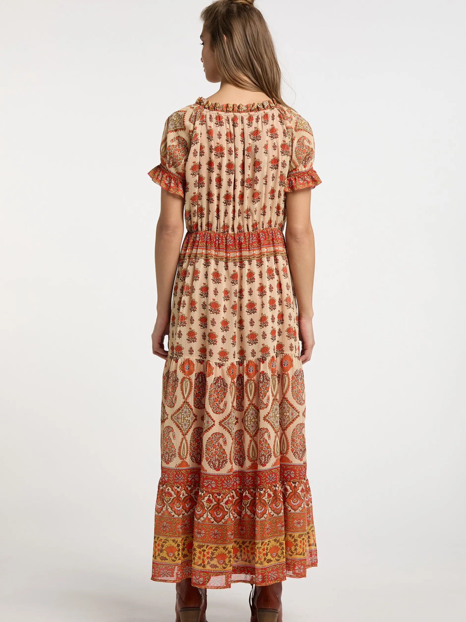 Usha Damen Maxikleid mit Allover-Print in mehrfarbig