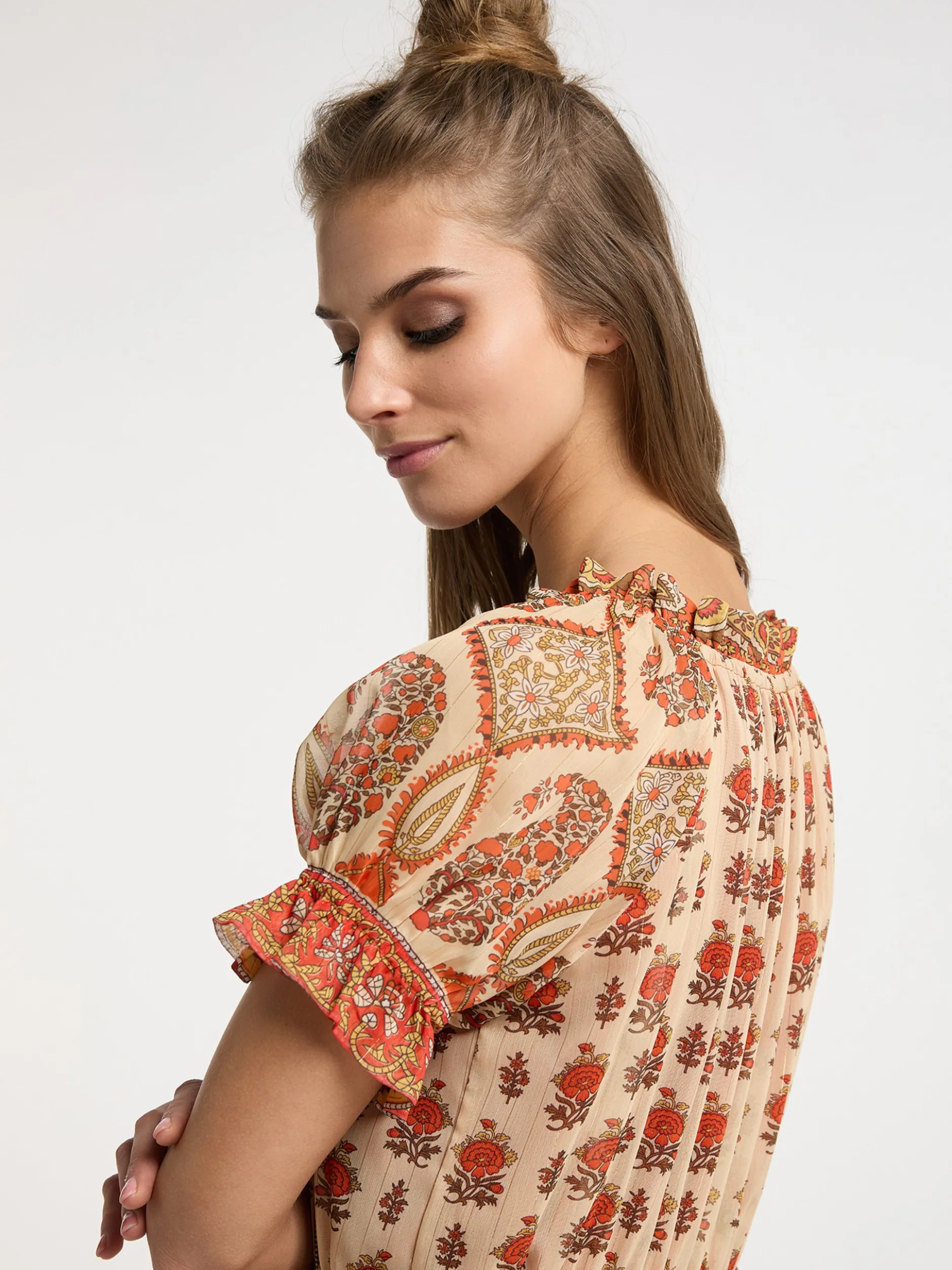 Usha Damen Maxikleid mit Allover-Print in mehrfarbig
