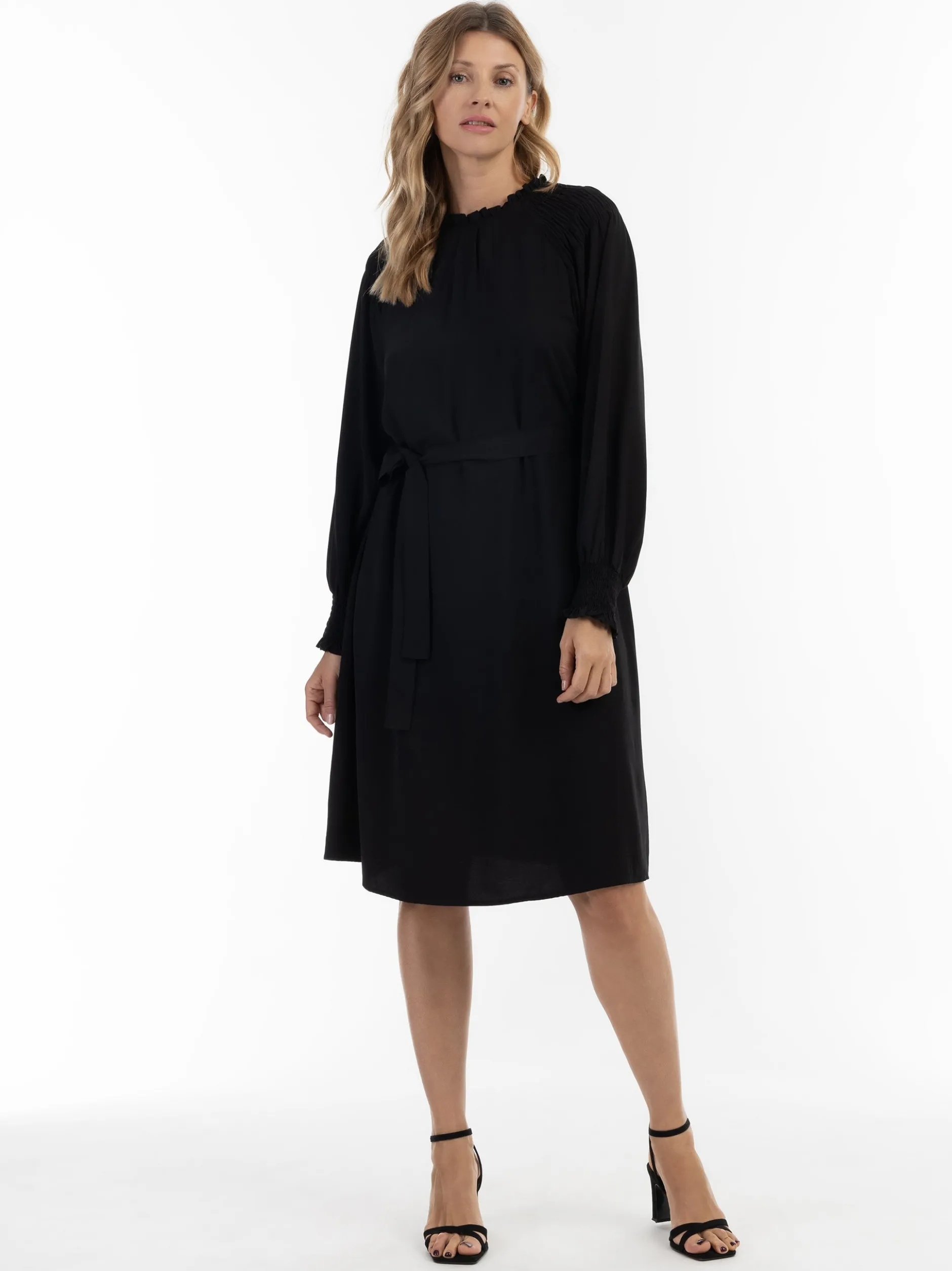 Usha Damen Midikleid in schwarz - Länge: mittel