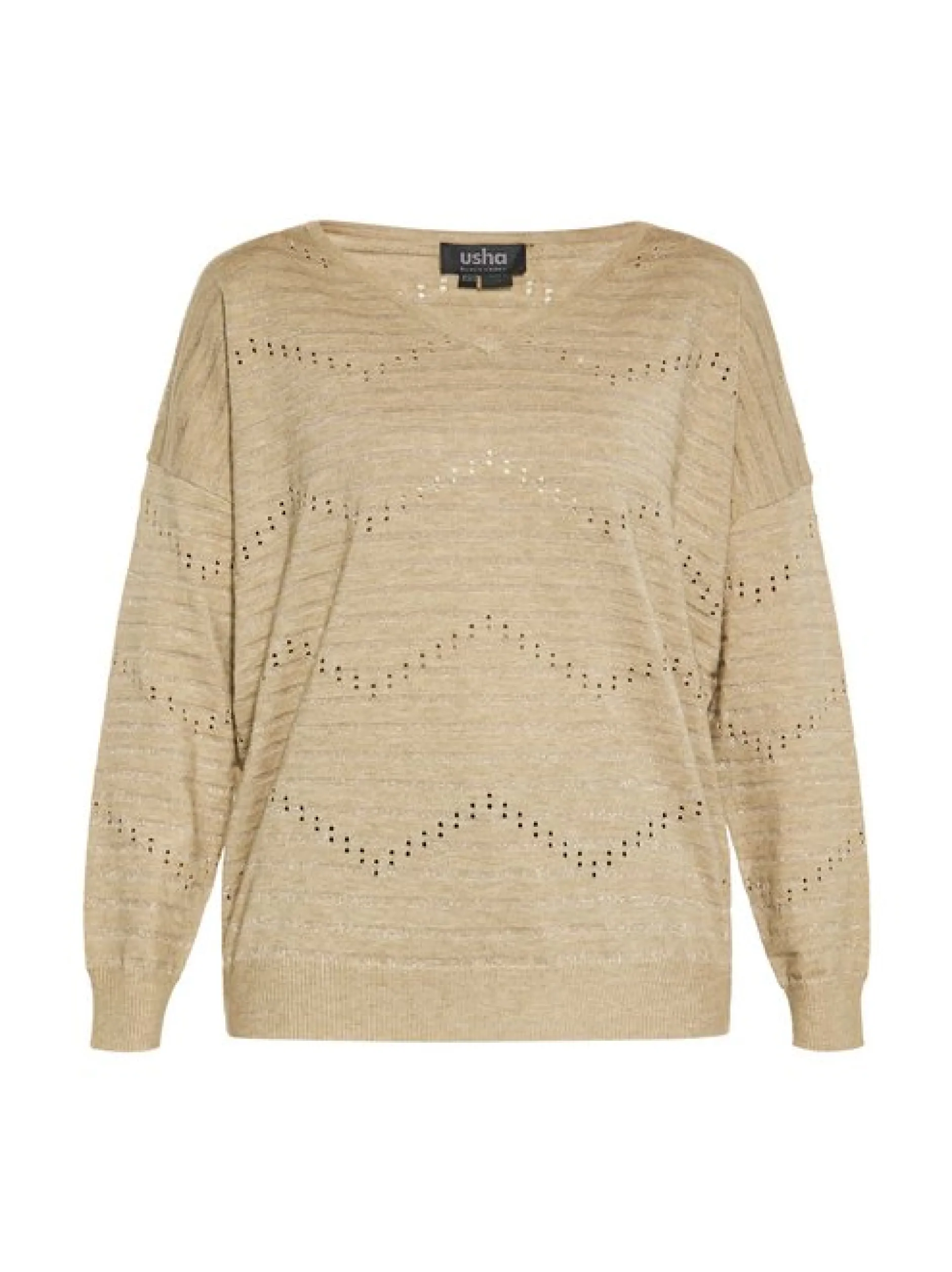 Usha Damen Pullover in beige - Ausschnitt: V-Ausschnitt