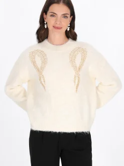 Usha Damen Pullover in beige - Ausschnitt: Rundhals