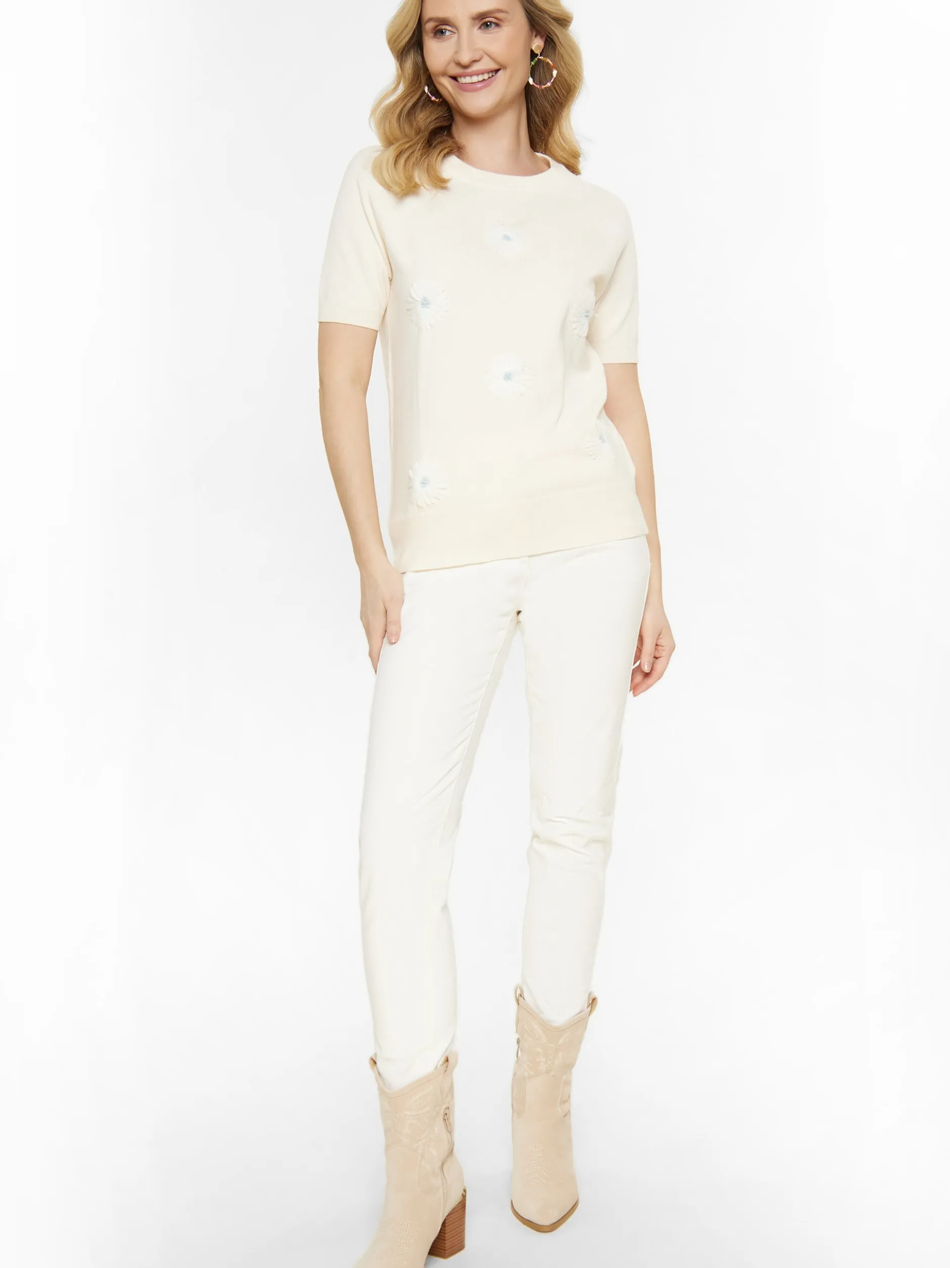 Usha Damen Pullover in beige - Ausschnitt: Rundhals