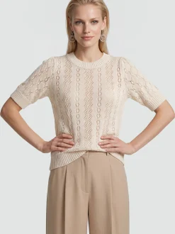Usha Damen Pullover in beige - Ausschnitt: Rundhals