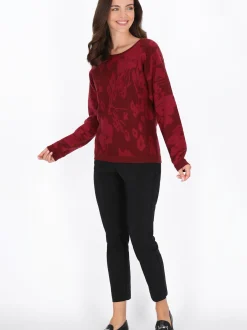 Usha Damen Pullover in bordeaux - Ausschnitt: Rundhals