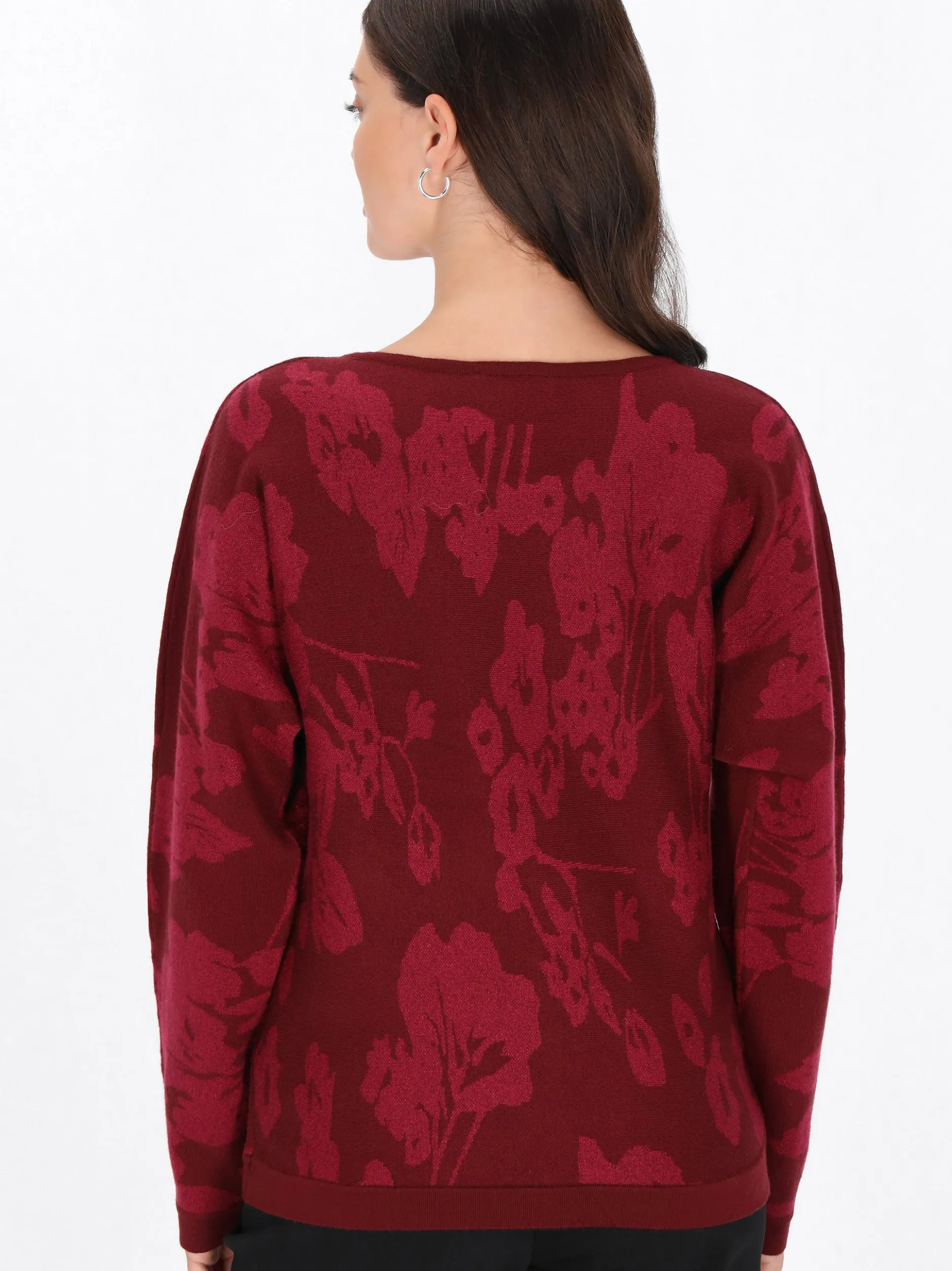 Usha Damen Pullover in bordeaux - Ausschnitt: Rundhals