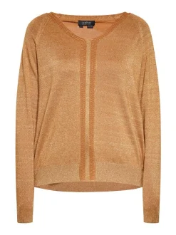 Usha Damen Pullover in camel - Ausschnitt: V-Ausschnitt