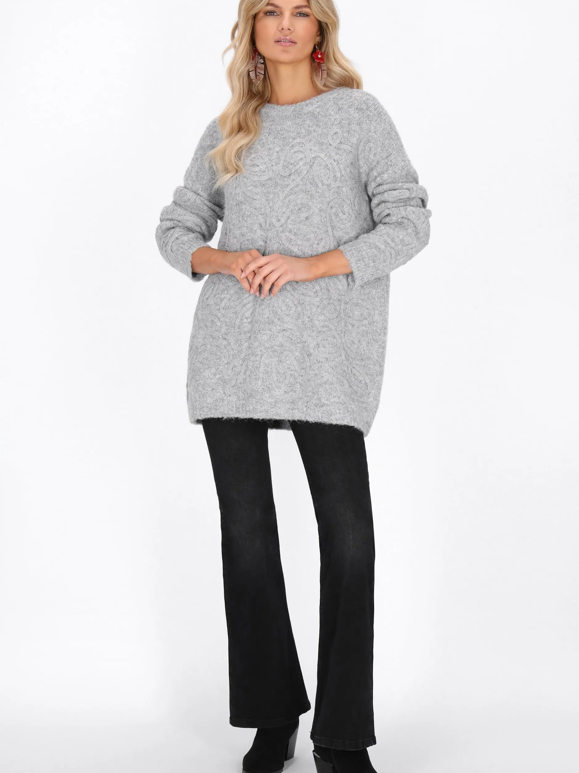 Usha Damen Pullover in grau - Ausschnitt: Rundhals