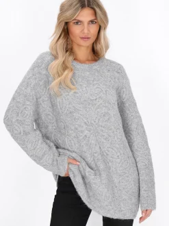 Usha Damen Pullover in grau - Ausschnitt: Rundhals