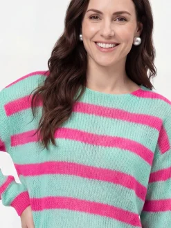 Usha Damen Pullover in grün - Ausschnitt: Rundhals