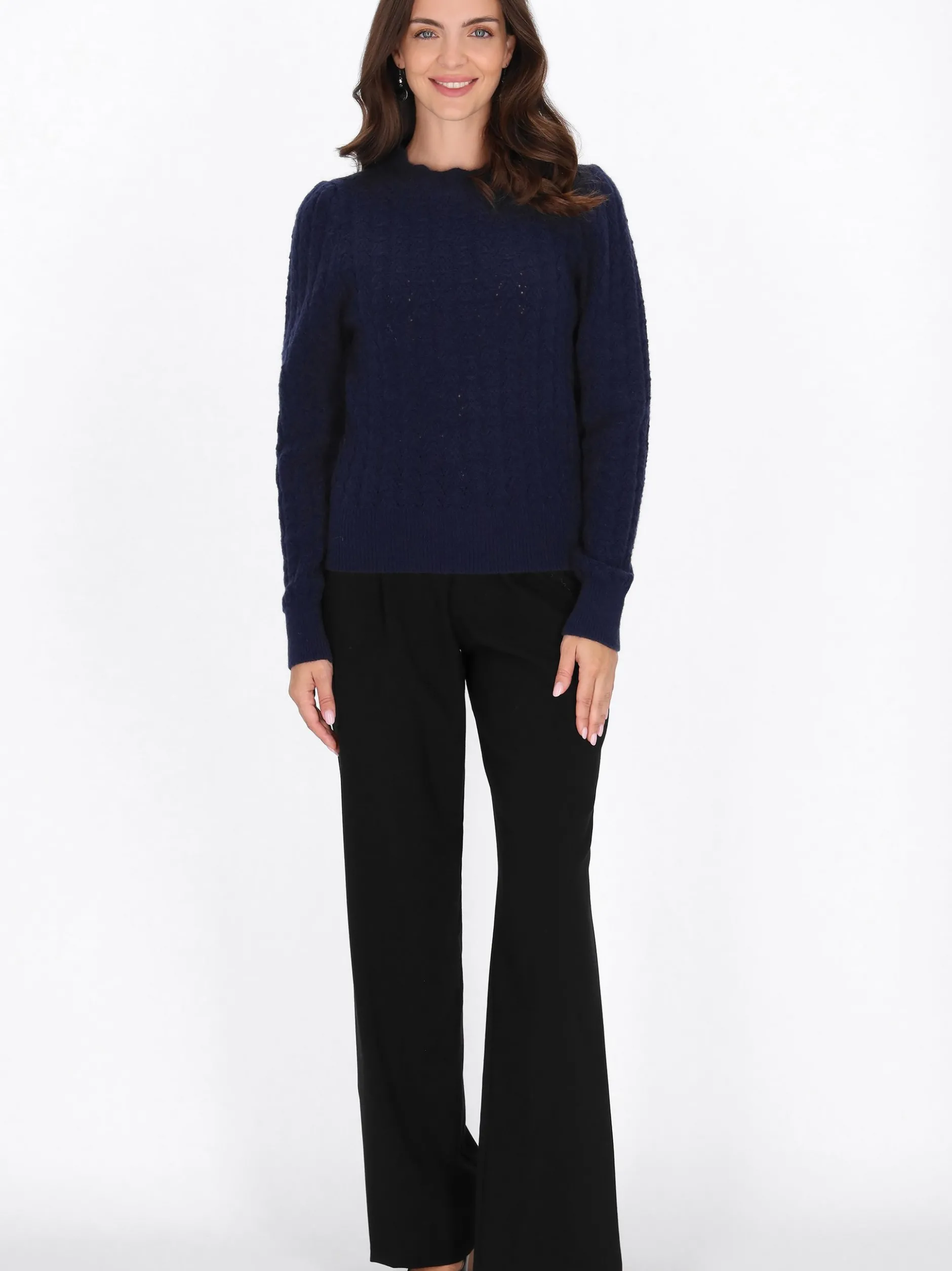 Usha Damen Pullover in marine - Ausschnitt: Rundhals