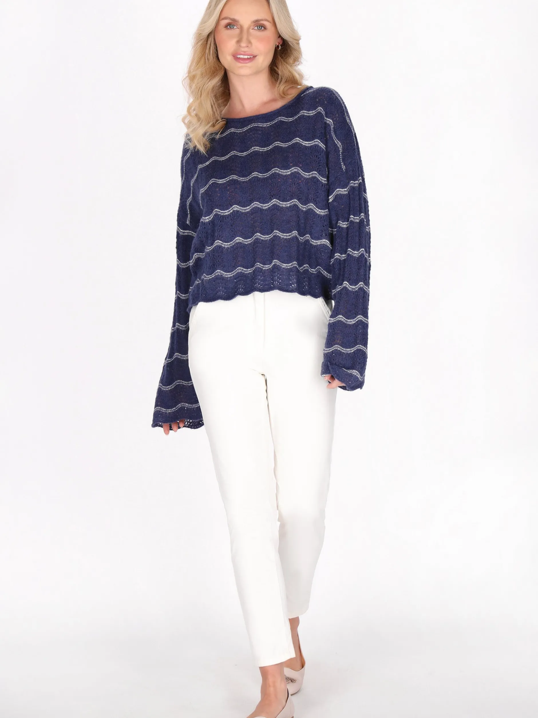 Usha Damen Pullover in marine - Ausschnitt: Rundhals