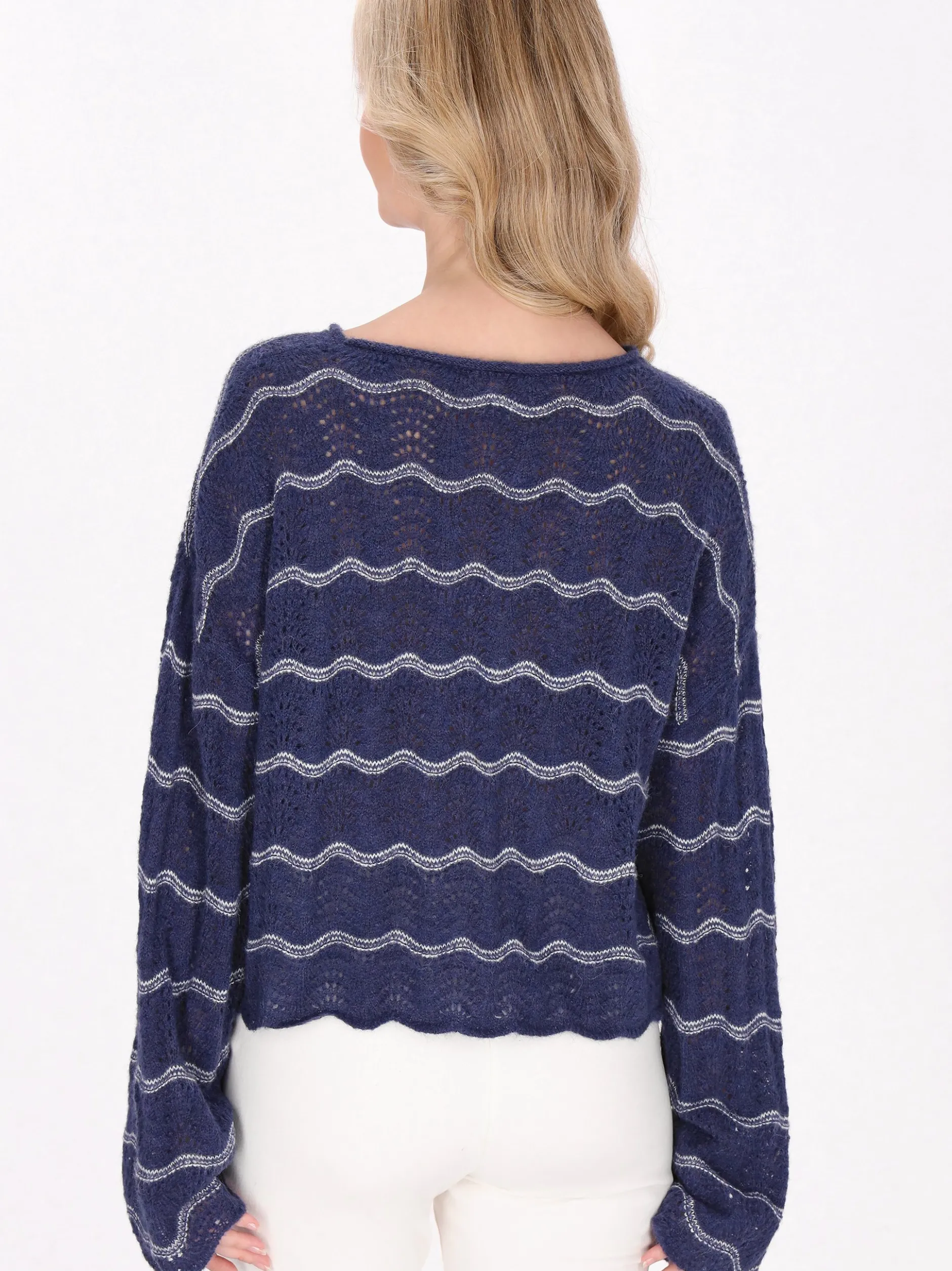 Usha Damen Pullover in marine - Ausschnitt: Rundhals