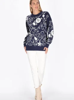 Usha Damen Pullover in marine - Ausschnitt: Rundhals