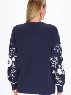 Usha Damen Pullover in marine - Ausschnitt: Rundhals