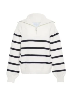 Usha Damen Pullover in marine - Ausschnitt: Troyerkragen