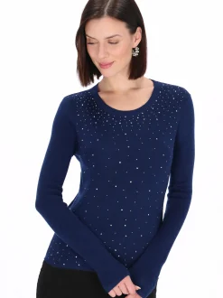 Usha Damen Pullover in marine - Ausschnitt: Rundhals