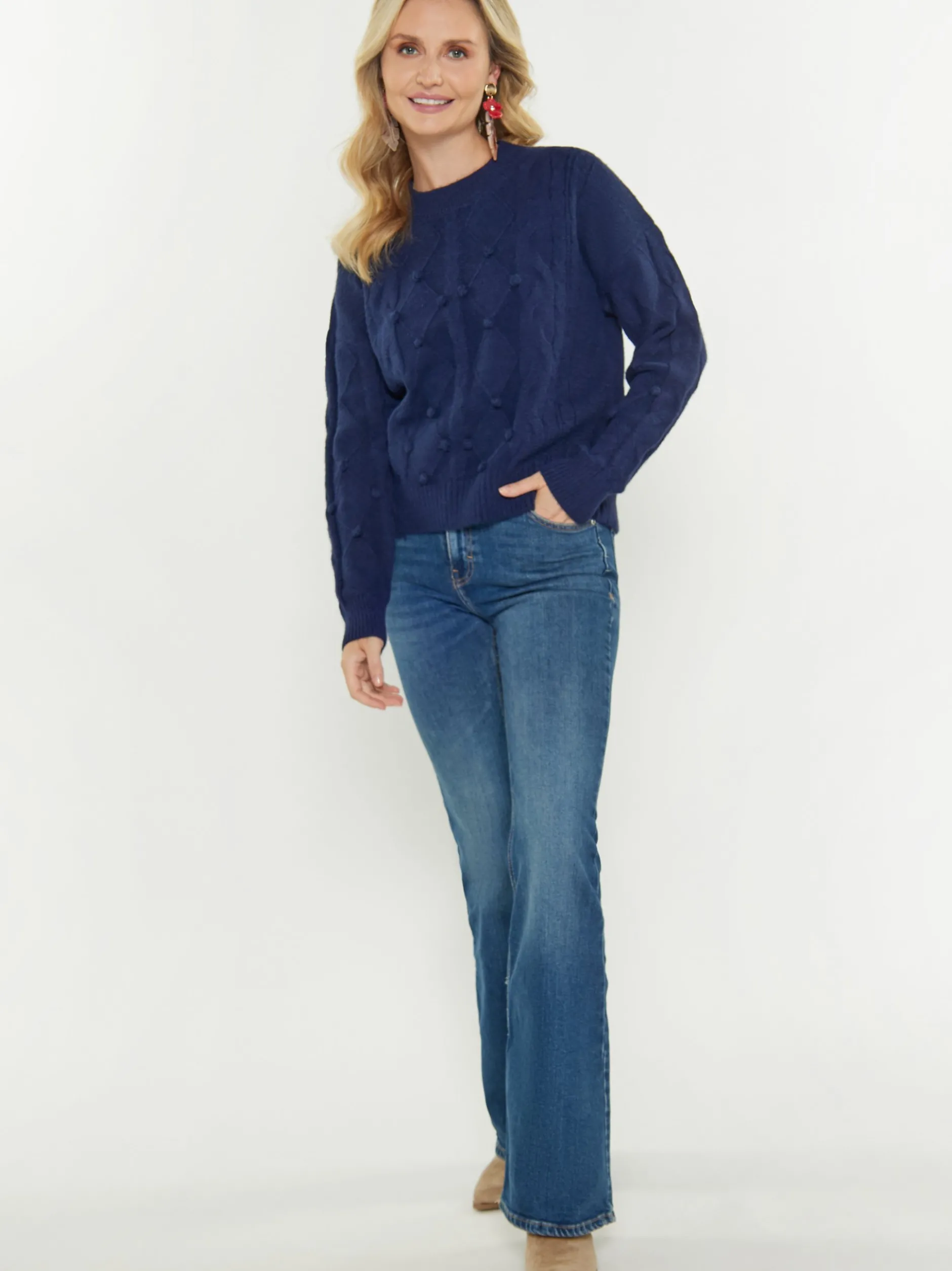 Usha Damen Pullover in marine - Ausschnitt: Rundhals