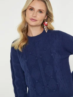 Usha Damen Pullover in marine - Ausschnitt: Rundhals