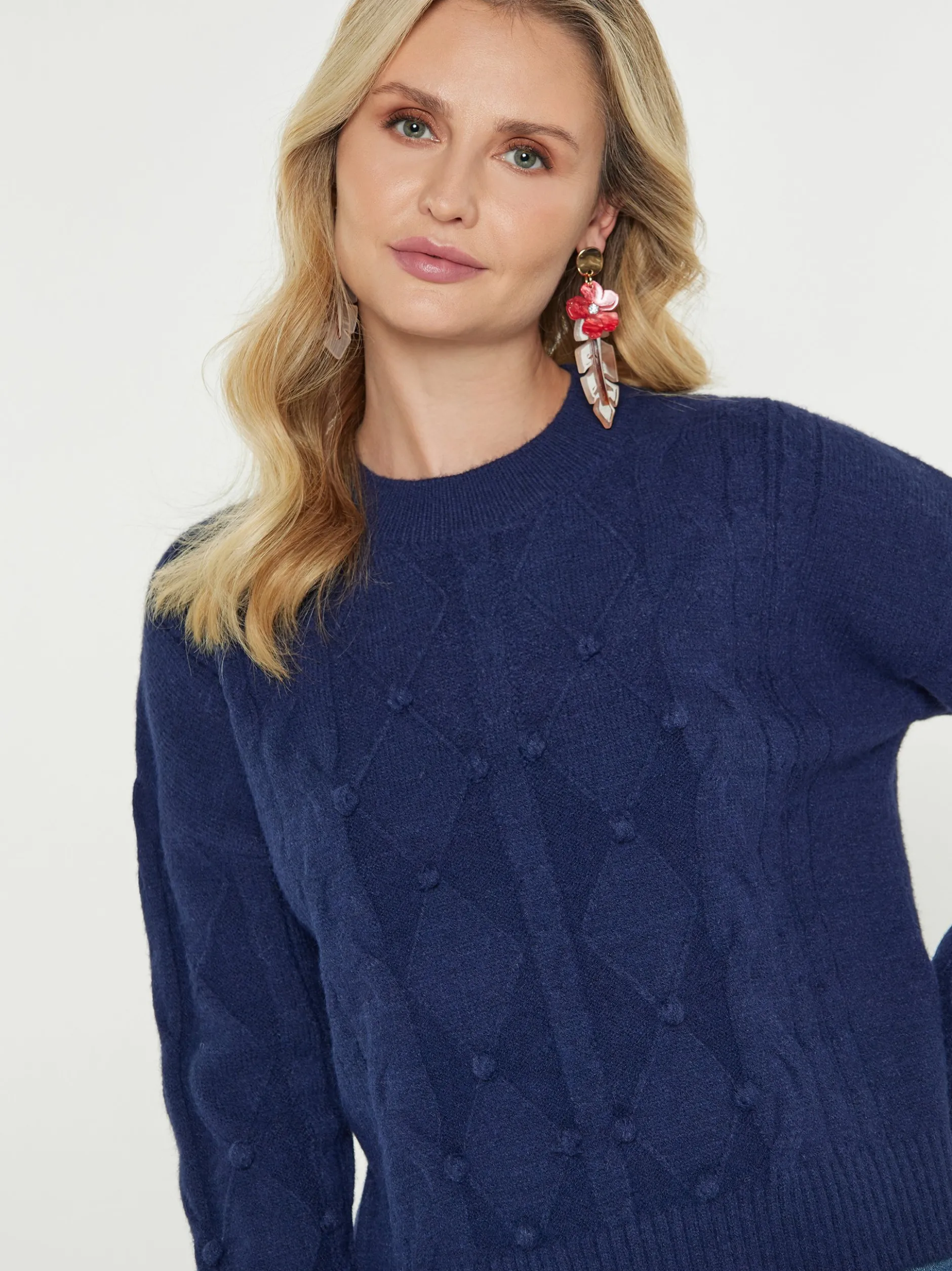 Usha Damen Pullover in marine - Ausschnitt: Rundhals