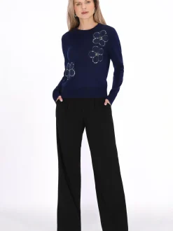Usha Damen Pullover in marine - Ausschnitt: Rundhals