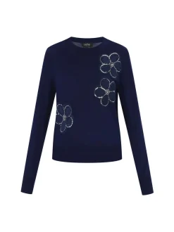 Usha Damen Pullover in marine - Ausschnitt: Rundhals
