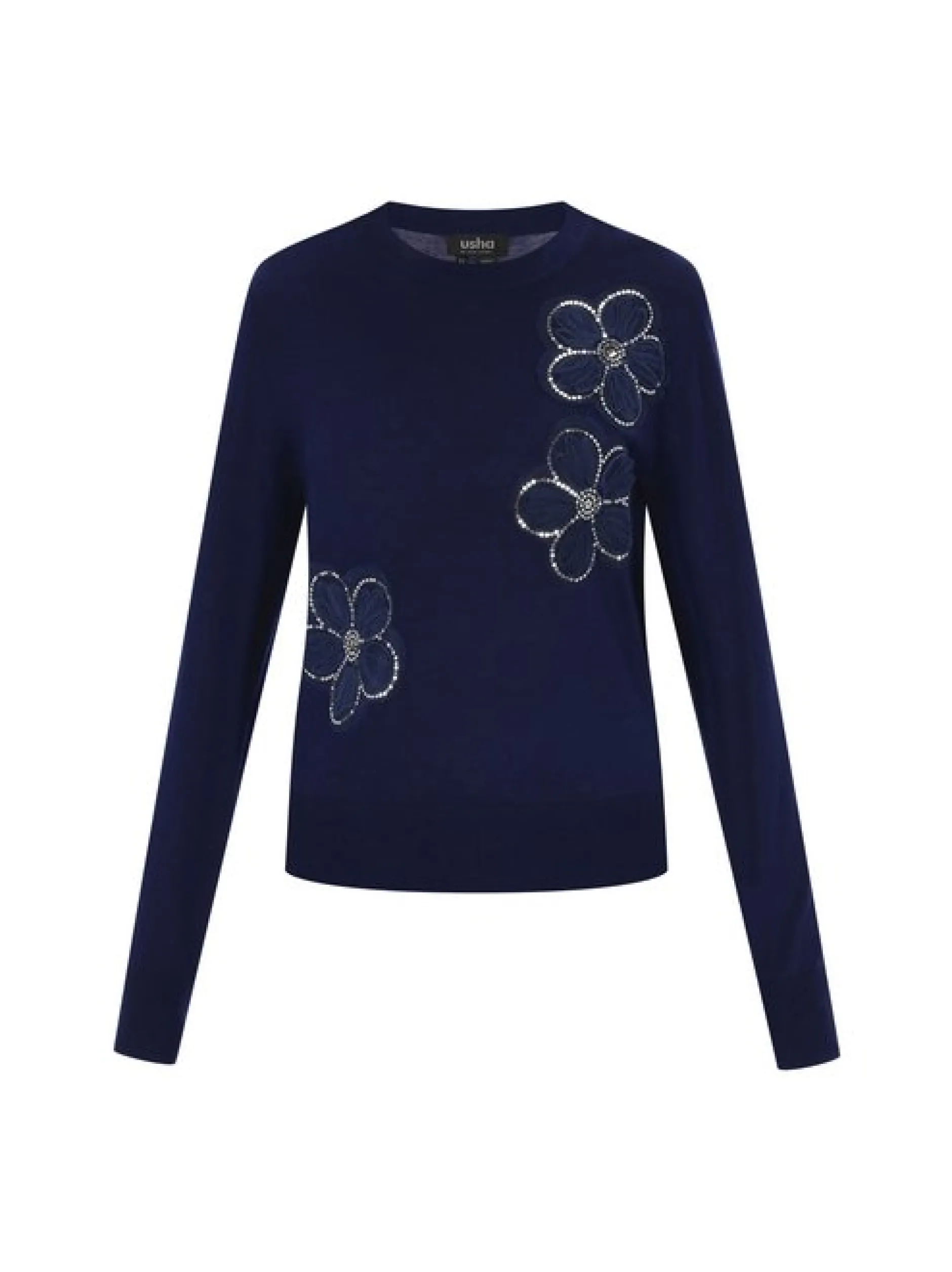 Usha Damen Pullover in marine - Ausschnitt: Rundhals