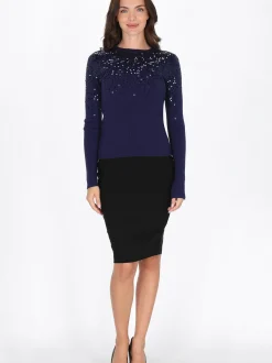 Usha Damen Pullover in marine - Ausschnitt: Rundhals