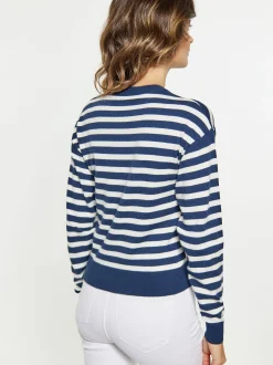 Usha Damen Pullover in marine - Ausschnitt: V-Ausschnitt