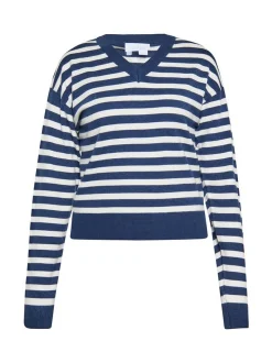 Usha Damen Pullover in marine - Ausschnitt: V-Ausschnitt