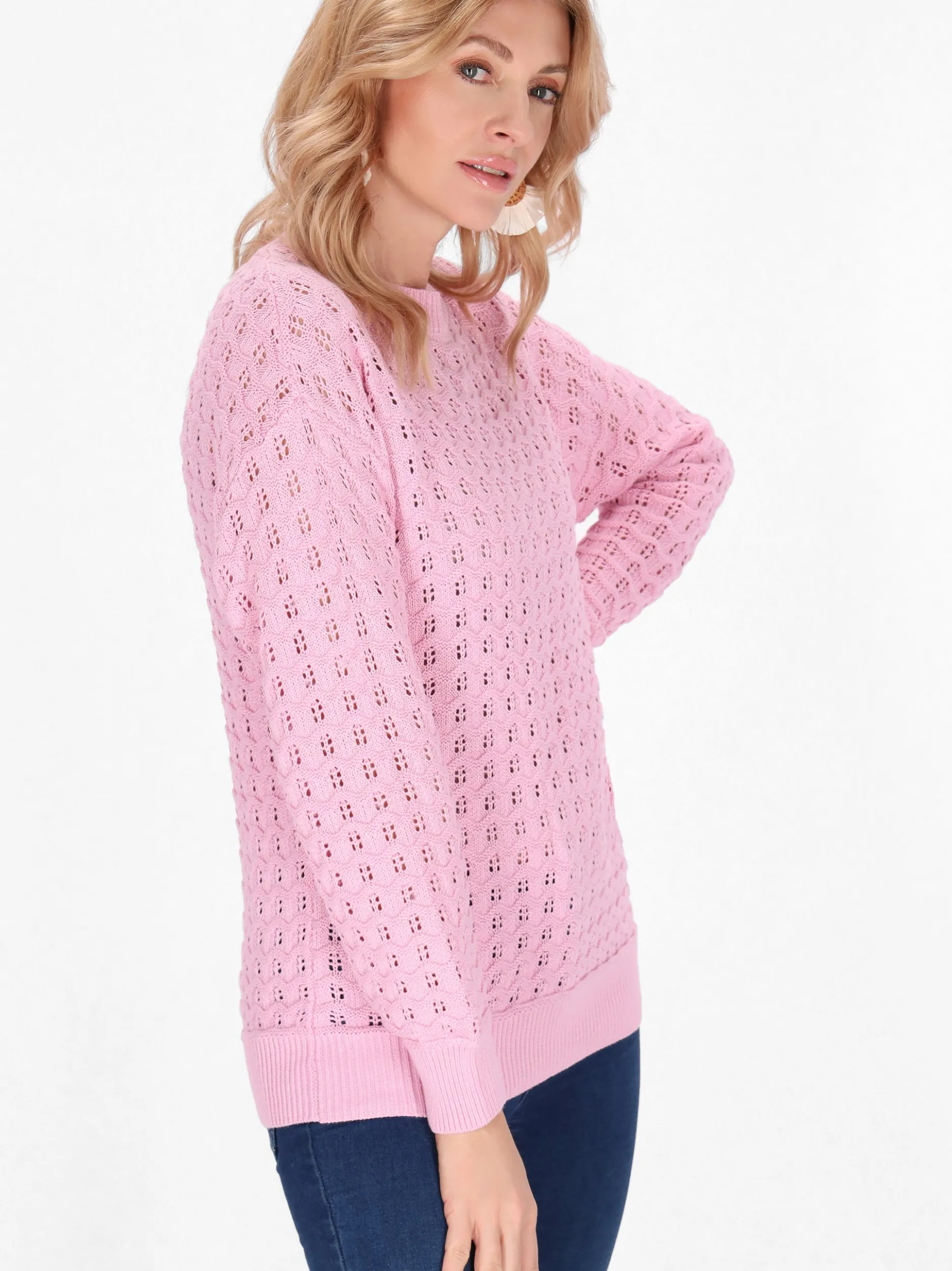 Usha Damen Pullover in pink - Ausschnitt: Rundhals