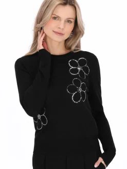 Usha Damen Pullover in schwarz - Ausschnitt: Rundhals