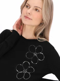 Usha Damen Pullover in schwarz - Ausschnitt: Rundhals
