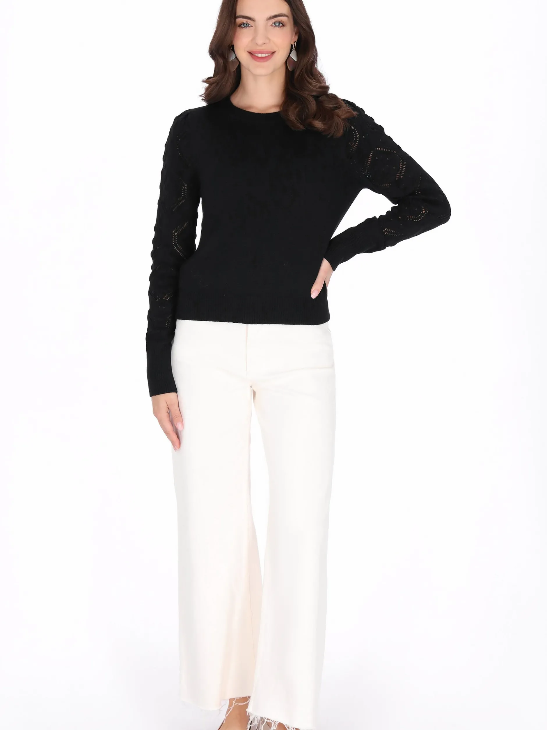 Usha Damen Pullover in schwarz - Ausschnitt: Rundhals